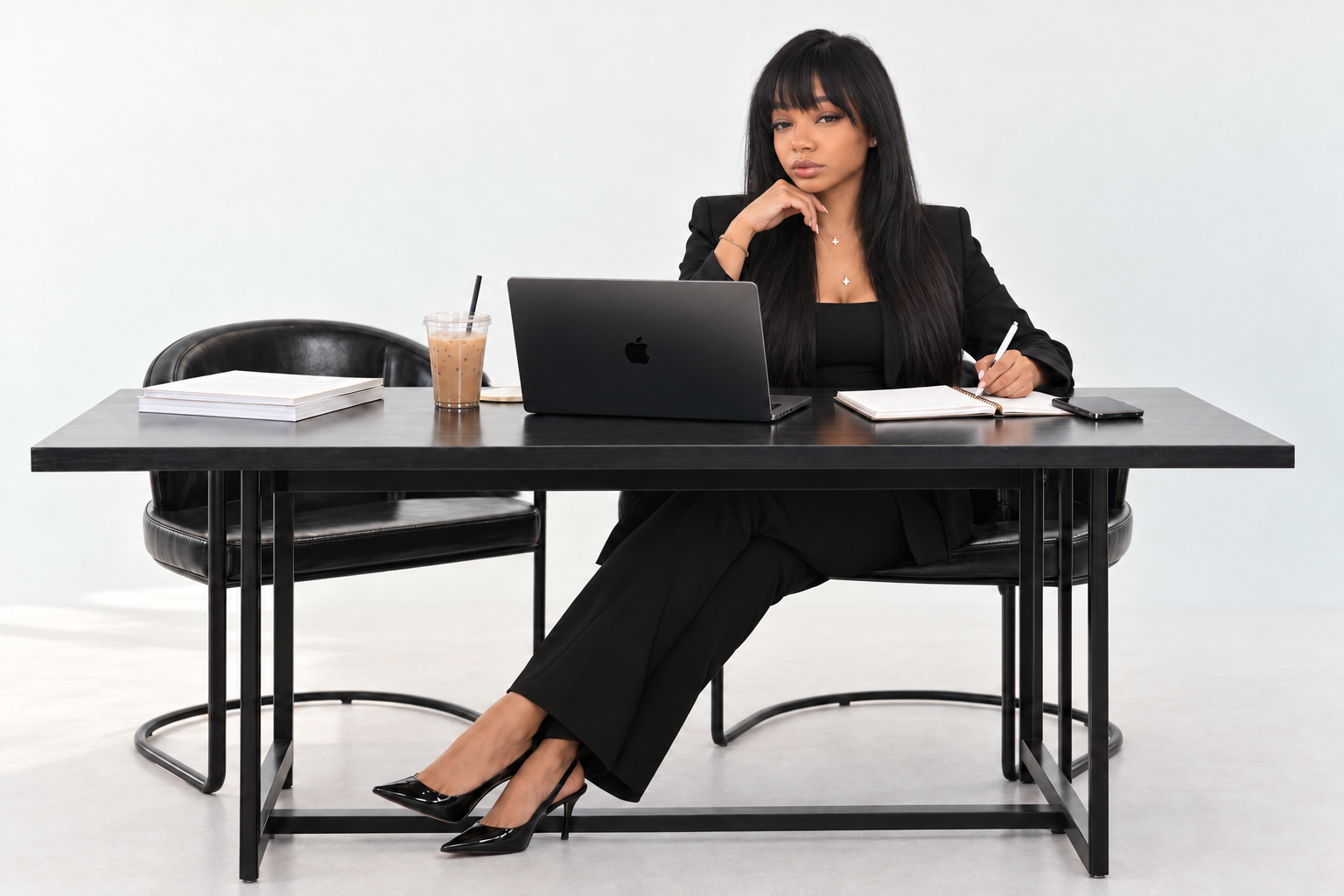 Kandace seated at her creative workspace